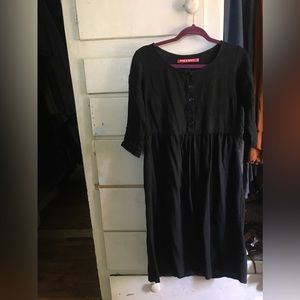 Pyne & Smith No. 12 Black linen 3/4 Sleeve Midi Dress